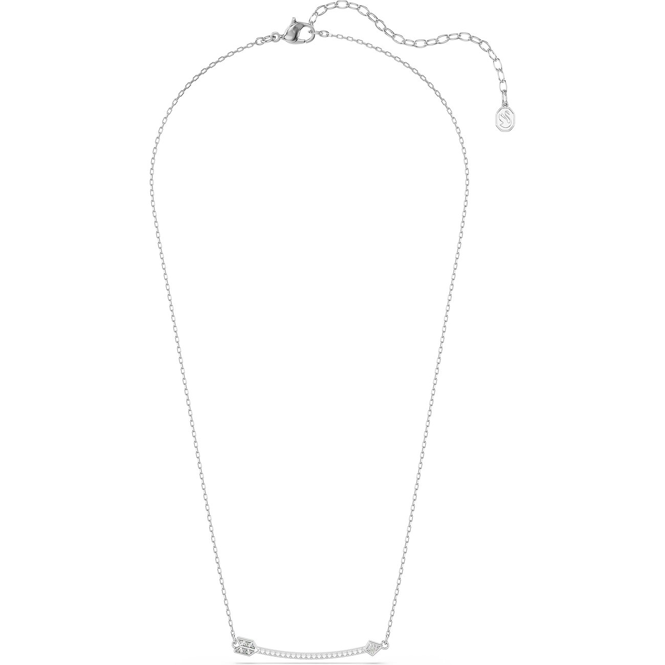Swarovski Halskette: gebogene Stange mit glitzernden Kristallen und zwei Pfeilspitzen.
