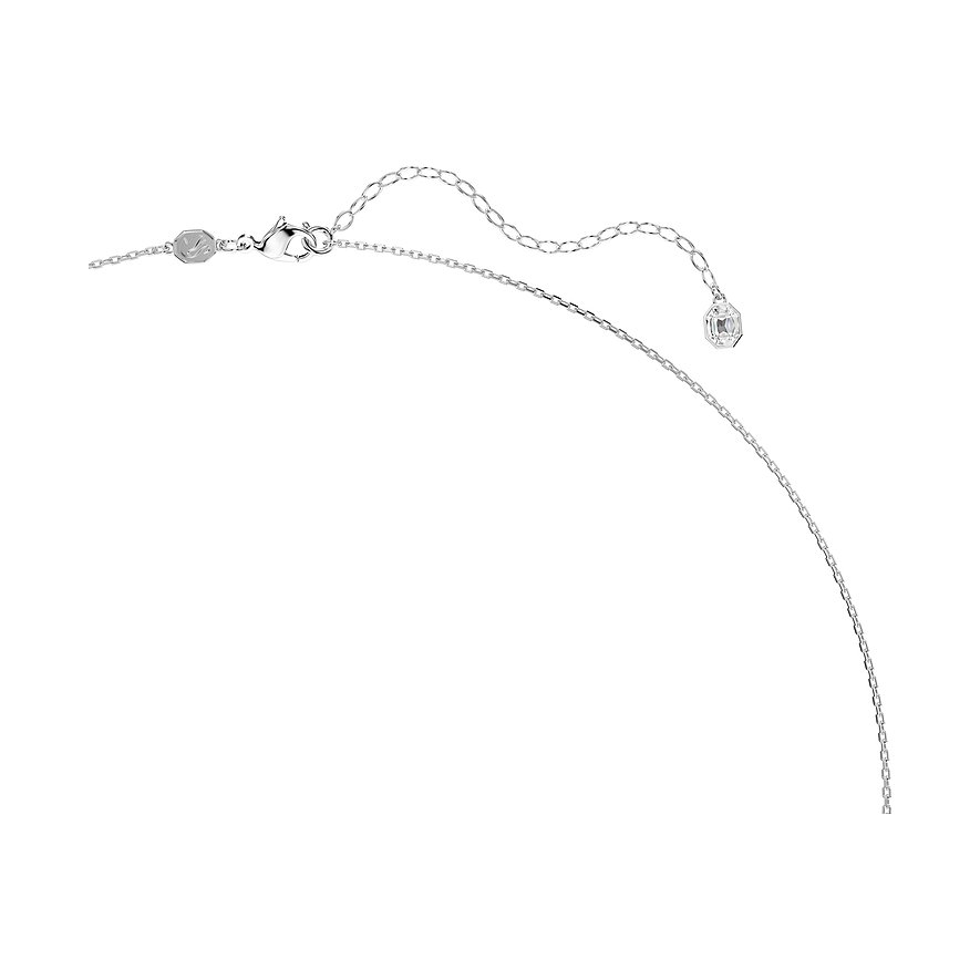 Achterkant van een Swarovski metalen halsketting met sluiting en verstelstuk met Swarovski kristal.