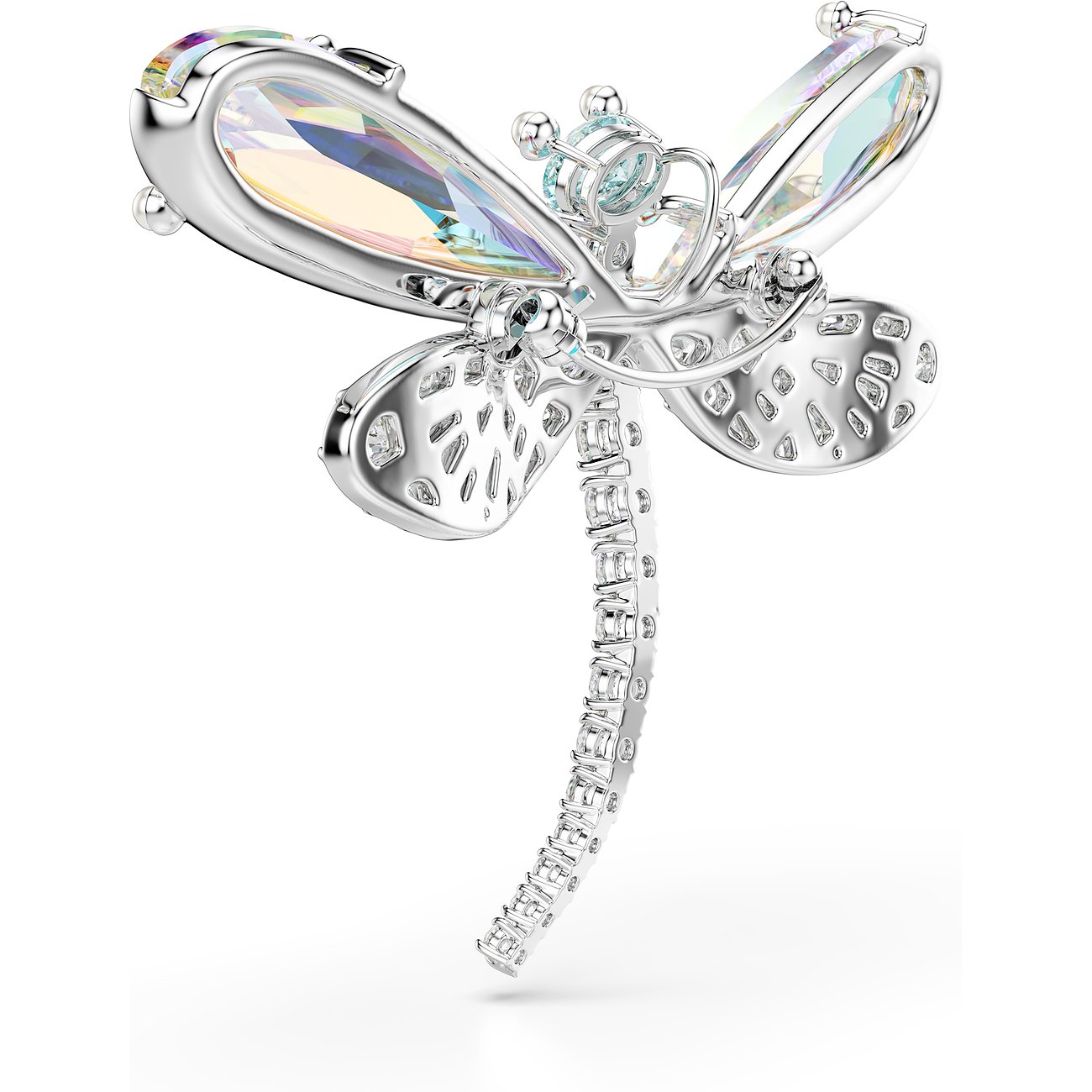 Swarovski metalen halsketting, gevormd als een libel met vleugels en lichaam van glinsterende Swarovski-kristallen.
