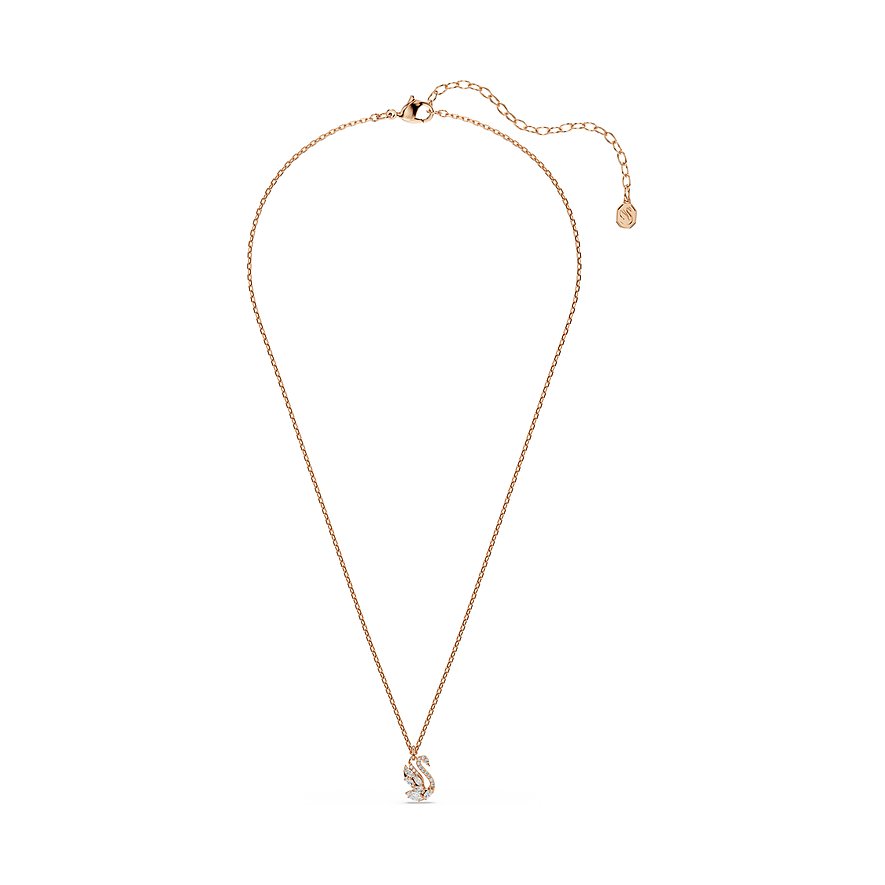 Swarovski Halskette aus roségoldfarbenem Metall mit Schwan-Anhänger und Swarovski-Kristallpavé.