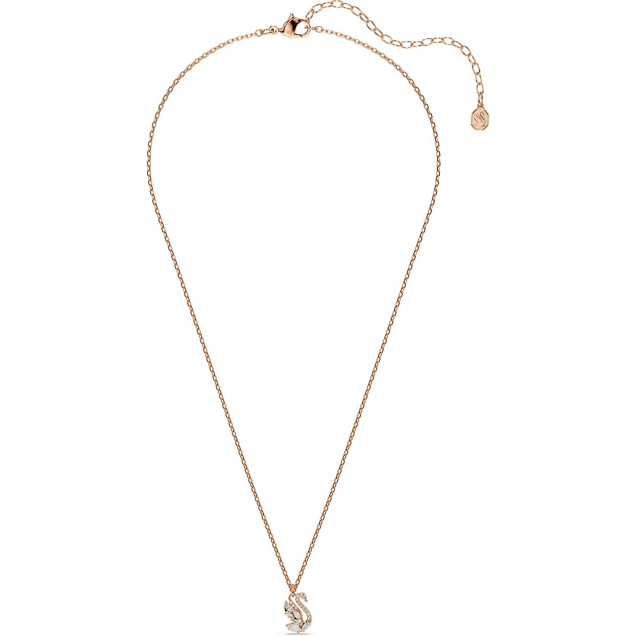 Swarovski Halskette aus roségoldfarbenem Metall mit Schwan-Anhänger und Swarovski-Kristallpavé.