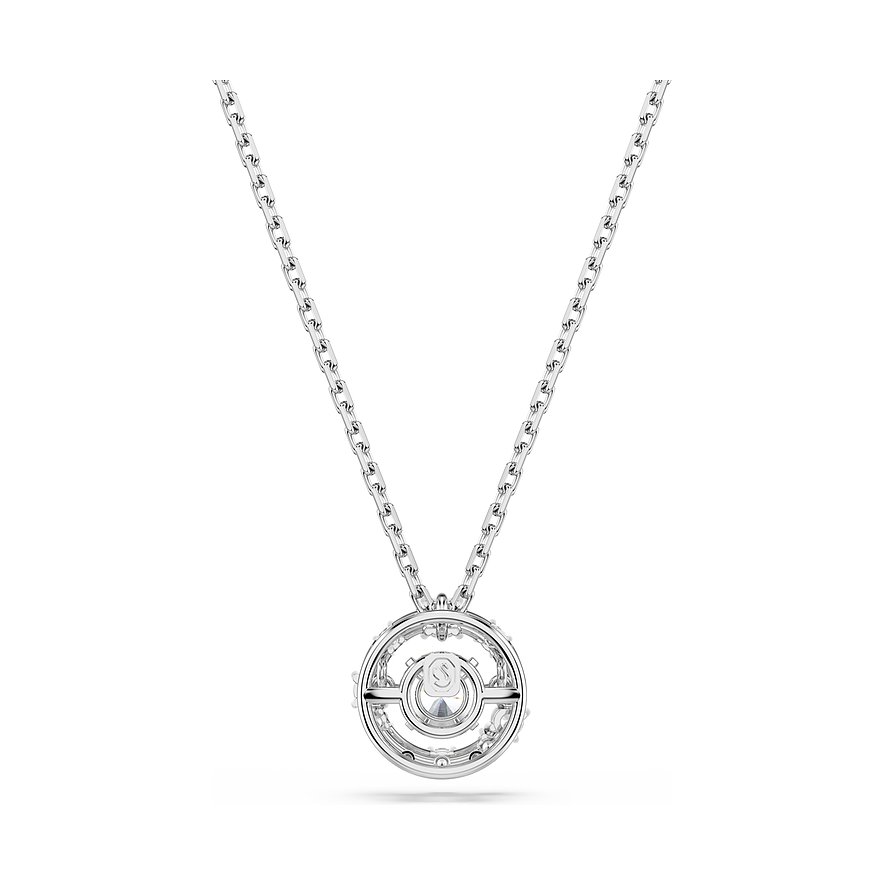 Swarovski Halskette aus Metall mit rundem Anhänger und Farbstoff aus Swarovski-Kristall, Rückansicht.