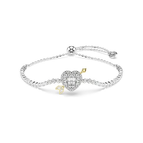 Swarovski Armband aus Metall mit Herz und Pfeil, besetzt mit funkelnden Swarovski Kristallen.