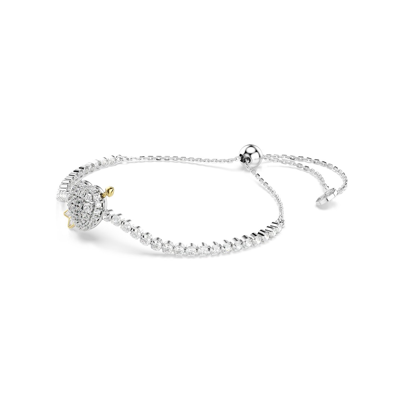 Swarovski Armband aus Metall mit einem schildkrötenförmigen Anhänger, besetzt mit funkelnden Swarovski-Kristallen.