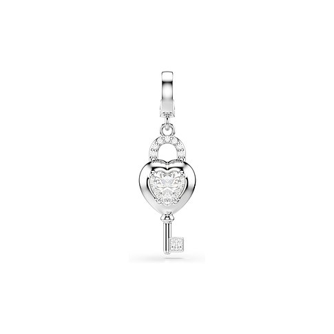 Swarovski Anhängeschmuck aus Metall in Form eines Schlüssels und Schlosses mit funkelndem Swarovski-Kristall.
