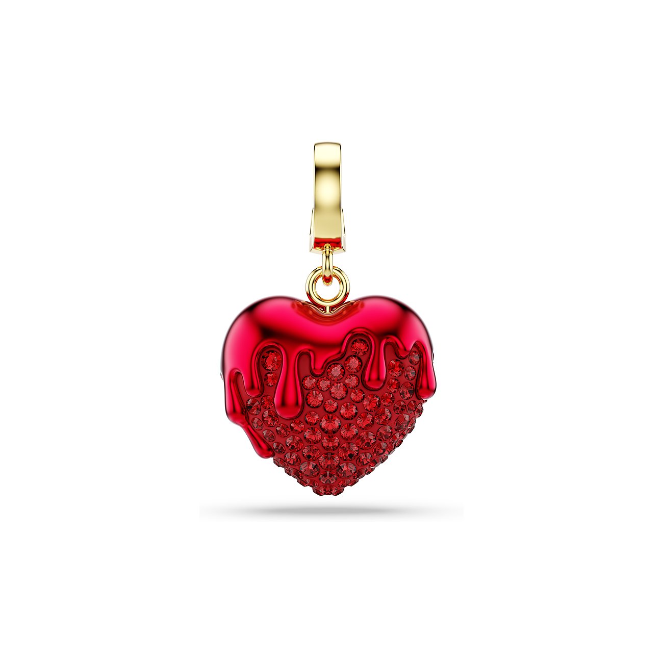 Swarovski metalen hart hanger met rode kristallen in een gesmolten design.
