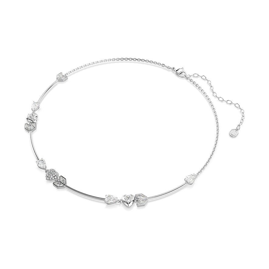 Swarovski Halskette aus Metall mit Swarovski-Kristallen. Das Silberhalsband weist klare, facettierte Steine auf.