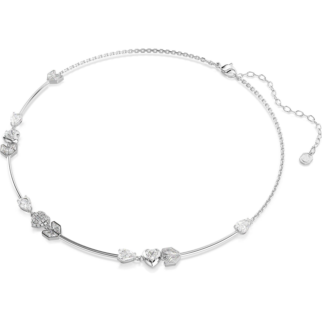 Swarovski Halskette aus Metall mit Swarovski-Kristallen. Das Silberhalsband weist klare, facettierte Steine auf.