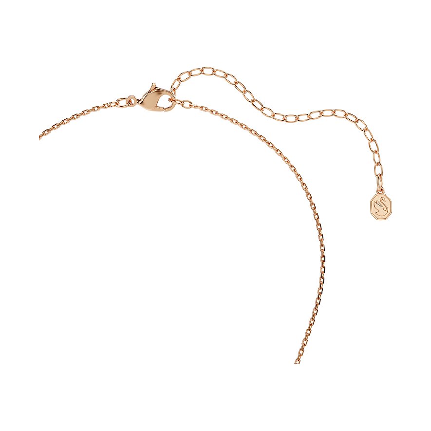 Detailaufnahme der Rückseite einer Swarovski Metall-Halskette mit längenverstellbarer Kette und Karabinerverschluss.
