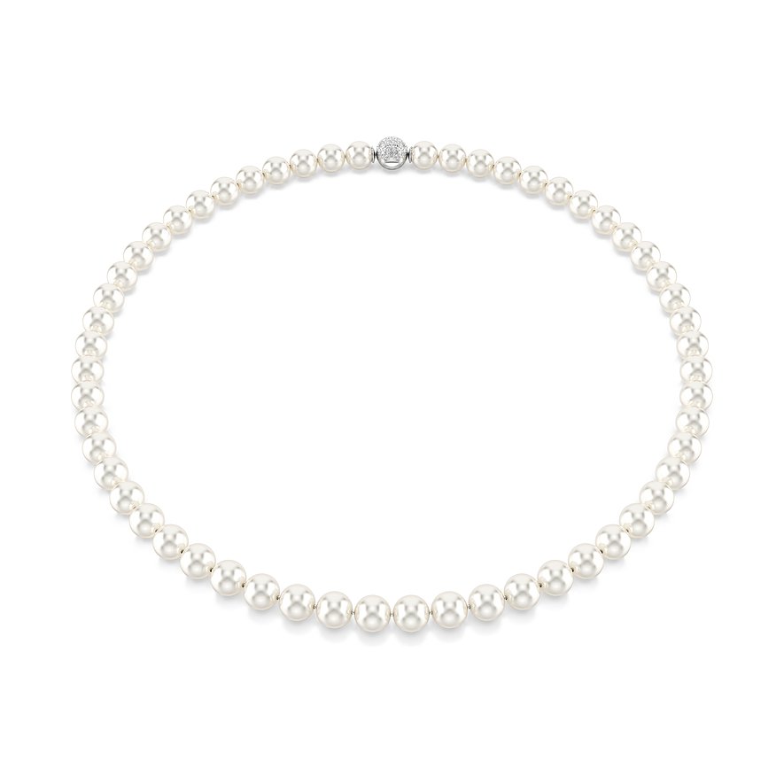 Ein Swarovski Halsschmuck aus Metall mit vielen kleinen, runden Perlen und einem glitzernden Verschluss.