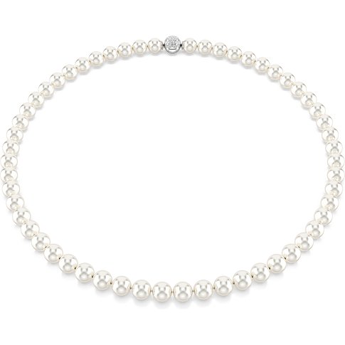 Ein Swarovski Halsschmuck aus Metall mit vielen kleinen, runden Perlen und einem glitzernden Verschluss.