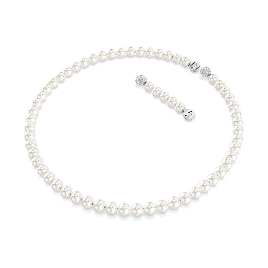 Swarovski metalen halsketting met veel ronde, witte Swarovski-kristallen en fijne sluitingen.