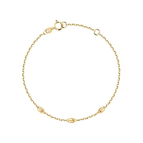 CHRIST Armband aus Gelbgold 585 mit drei länglichen, glänzenden Elementen und Karabinerverschluss.