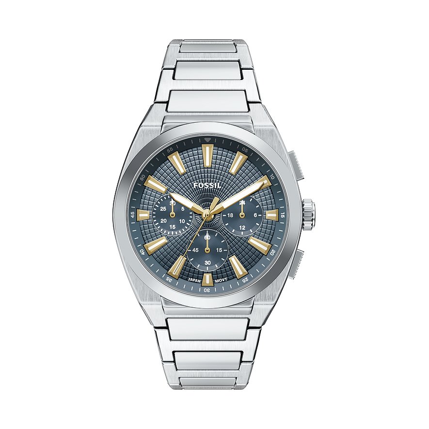 Fossil Chronograph EVERETT FS6154, Herren, Edelstahl, Armband: Edelstahl, Quarz, analog