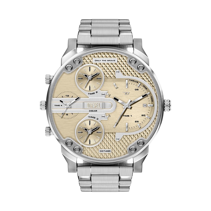Diesel Herrenuhr SLIM MR DADDY DZ7495, Herren, Edelstahl, Armband: Edelstahl, Quarz, analog