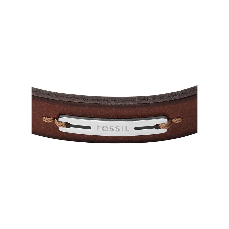 Fossil Armschmuck aus braunem Leder und Edelstahl, mit eingraviertem 