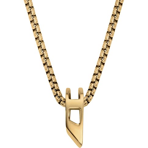 Diesel halsband i guldfärgat rostfritt stål med ett stiliserat D-format hänge.