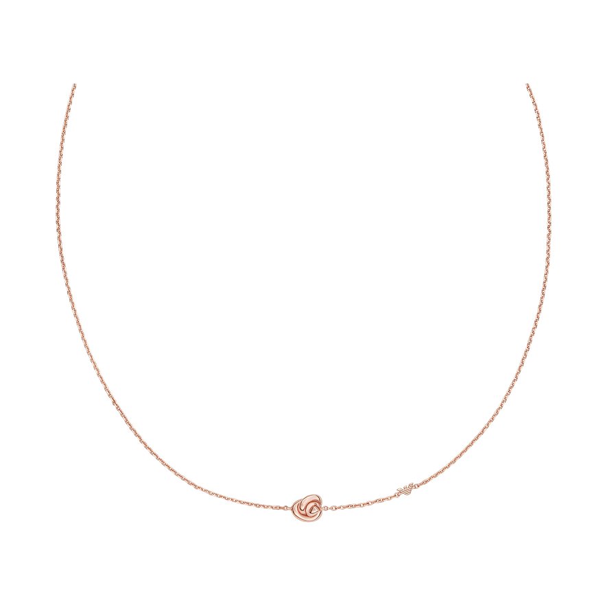 Emporio Armani halsband i roséguldpläterat silver med litet, runt hänge och Armani-logotyp.
