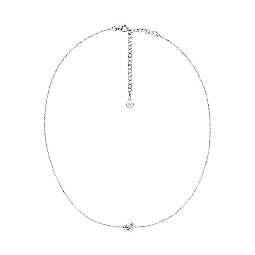 Emporio Armani Halsschmuck aus 925er Silber mit dünner Kette und einem verflochtenen Herzanhänger.