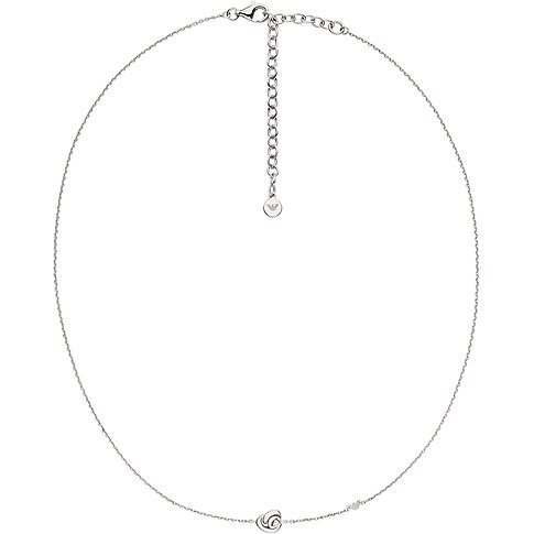 Emporio Armani Halsschmuck aus 925er Silber mit dünner Kette und einem verflochtenen Herzanhänger.