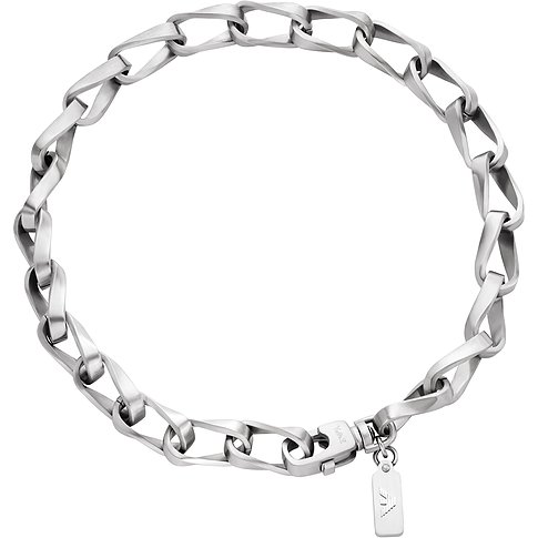Emporio Armani Halskette aus Edelstahl mit ineinandergreifenden, verdrehten Gliedern und rechteckigem Anhänger.