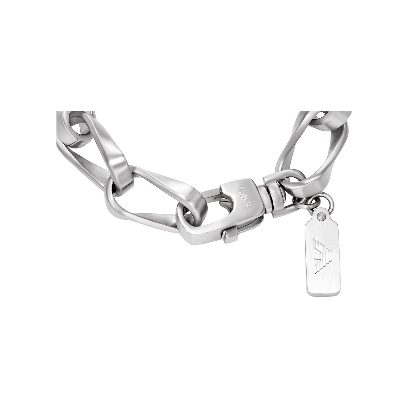 Emporio Armani Armschmuck aus Edelstahl mit Karabinerverschluss und Logo-Anhänger.
