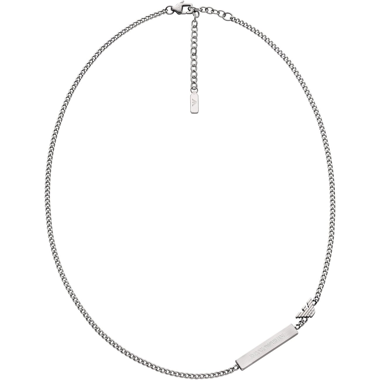 Emporio Armani Halskette aus Edelstahl mit einer dünnen Kette und einem rechteckigen Bar-Anhänger.