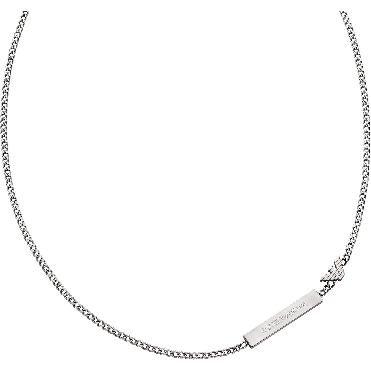 Emporio Armani Halskette aus Edelstahl mit einer Kette aus Gliedern und Logo-Detail in Silber.