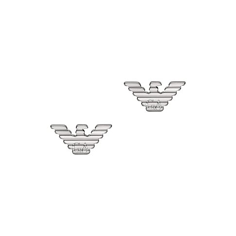 Zwei polierte Emporio Armani Ohrringe aus Edelstahl, in Form eines Adlers, mit dem gravierten GA Logo.