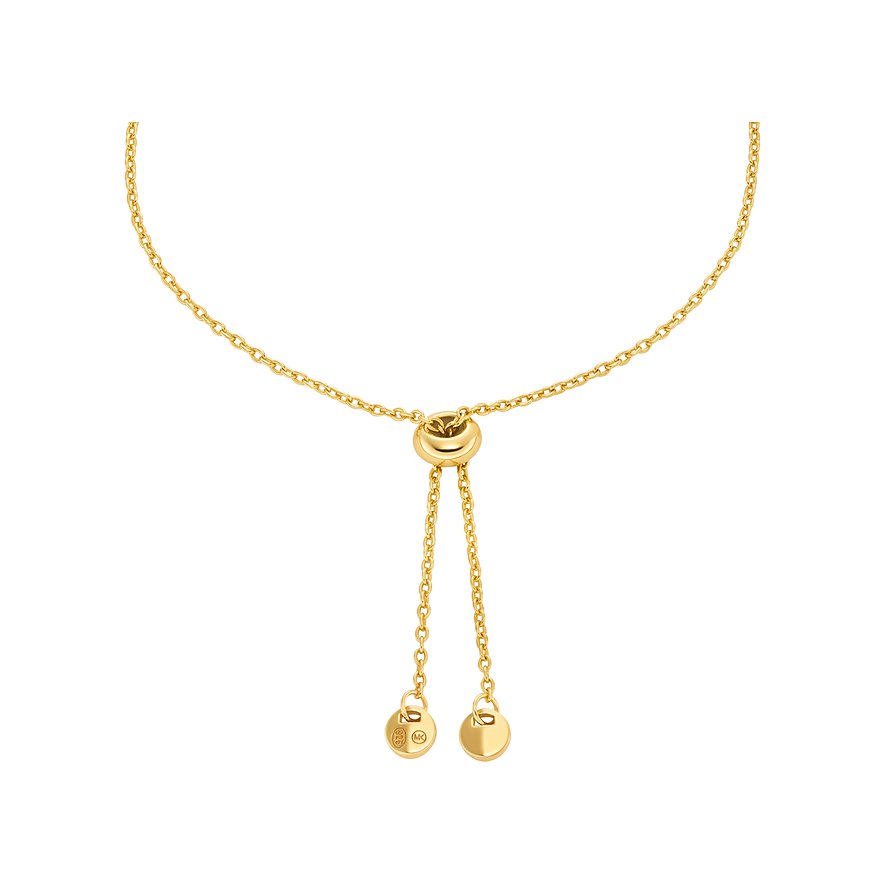Ein goldenes Michael Kors Verschluss-Armband aus Silber mit Zirkoniasteinen und feiner Kette.