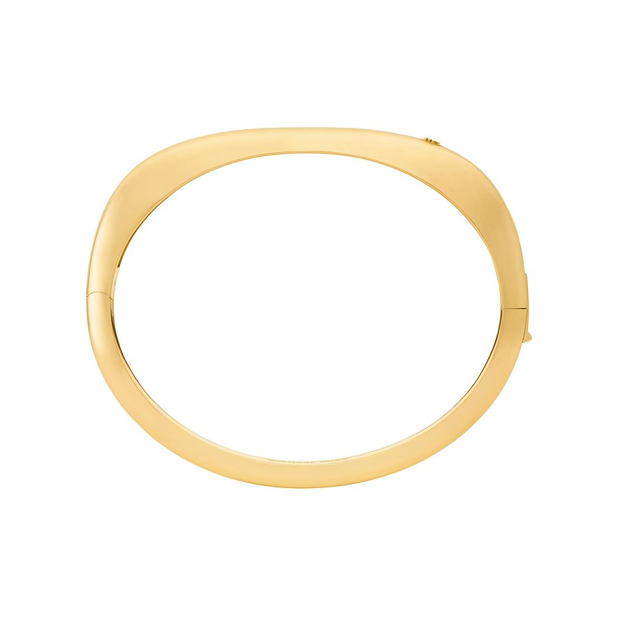 Michael Kors Armreif aus goldfarbenem Metall, oben mittig geschlossen, als Armschmuck auf weißem Hintergrund.