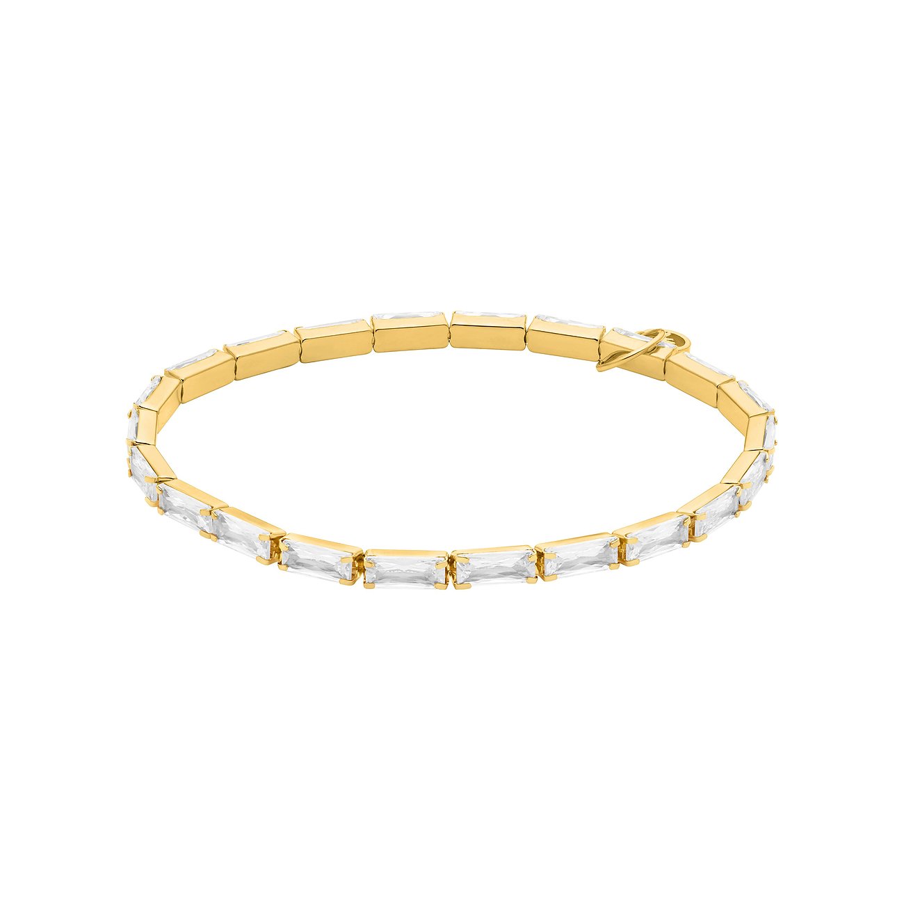 Michael Kors Armschmuck aus gelbfarbenem Metall mit leuchtenden, rechteckigen Zirkonia-Steinen.
