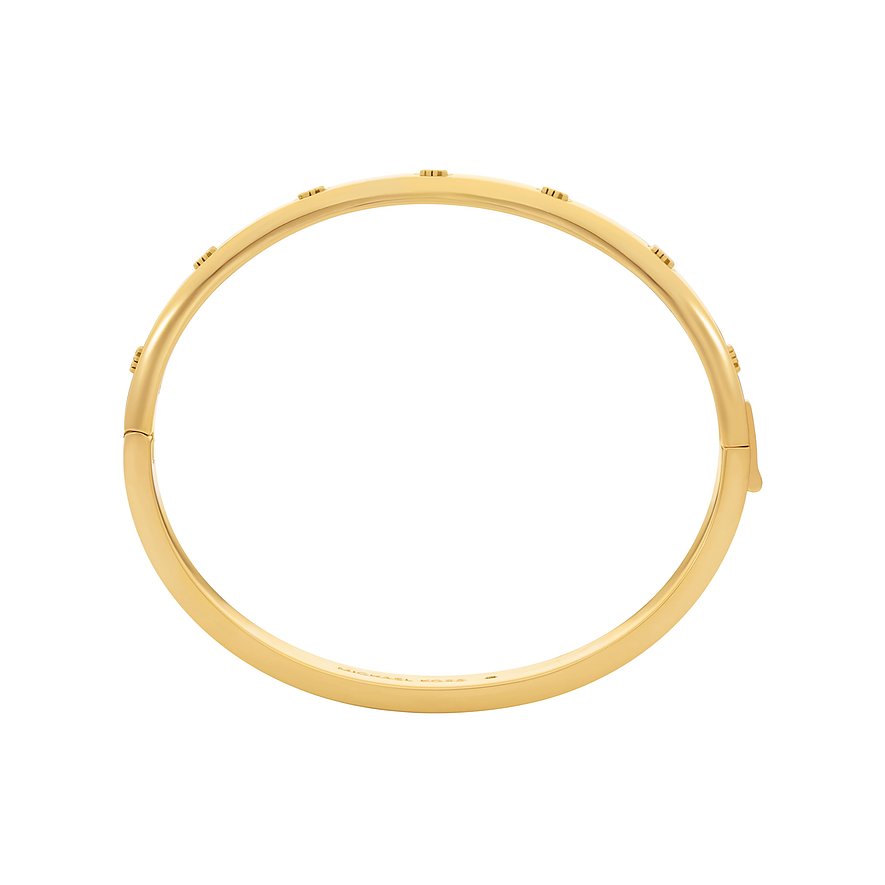 Bracelet jonc Michael Kors doré avec clous. Logo gravé à l'intérieur.