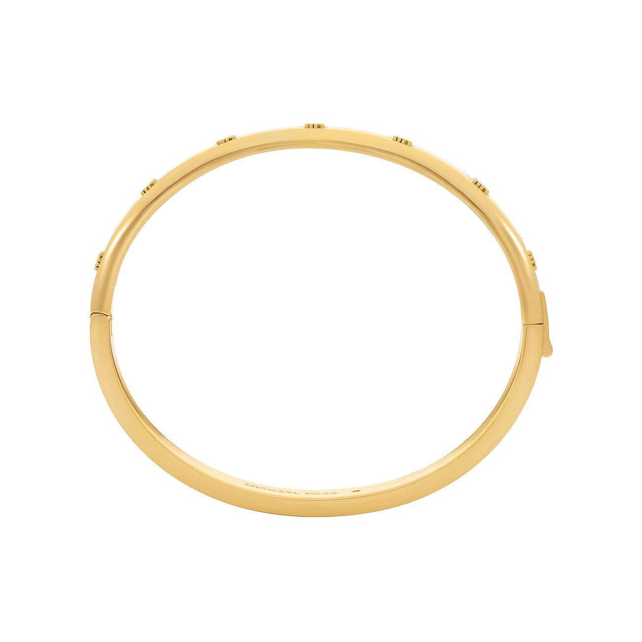 Bracelet jonc Michael Kors doré avec clous. Logo gravé à l'intérieur.