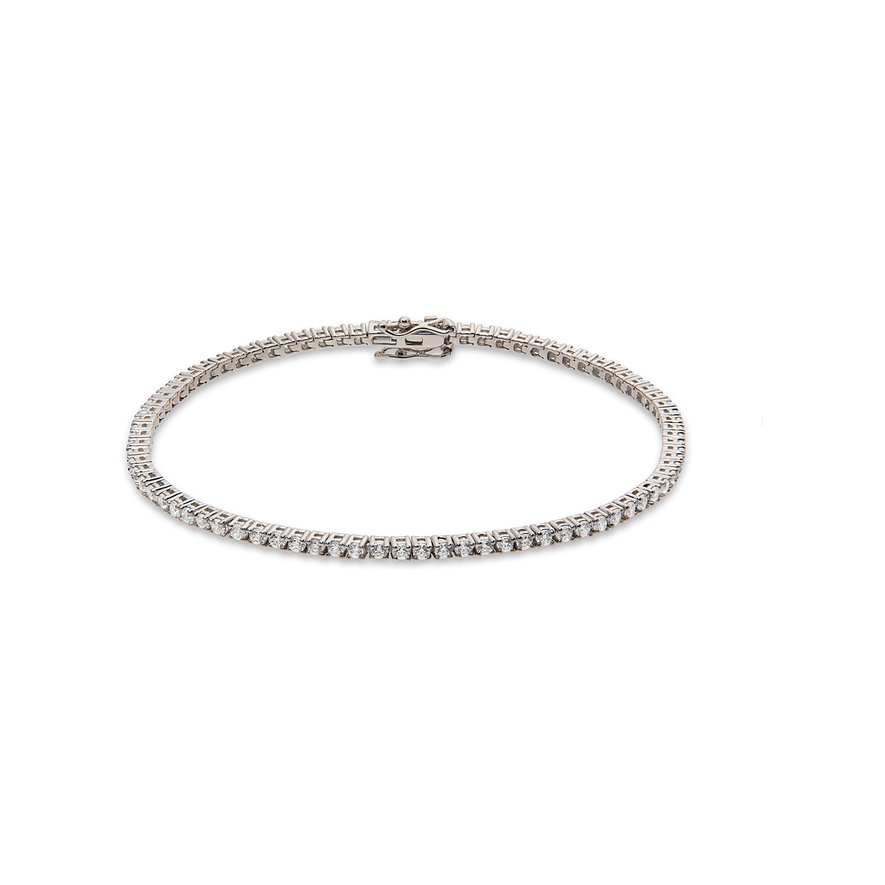 CHRIST Armband aus 585er Weißgold, vollständig besetzt mit funkelnden Diamanten, der Verschluss ist gut sichtbar.