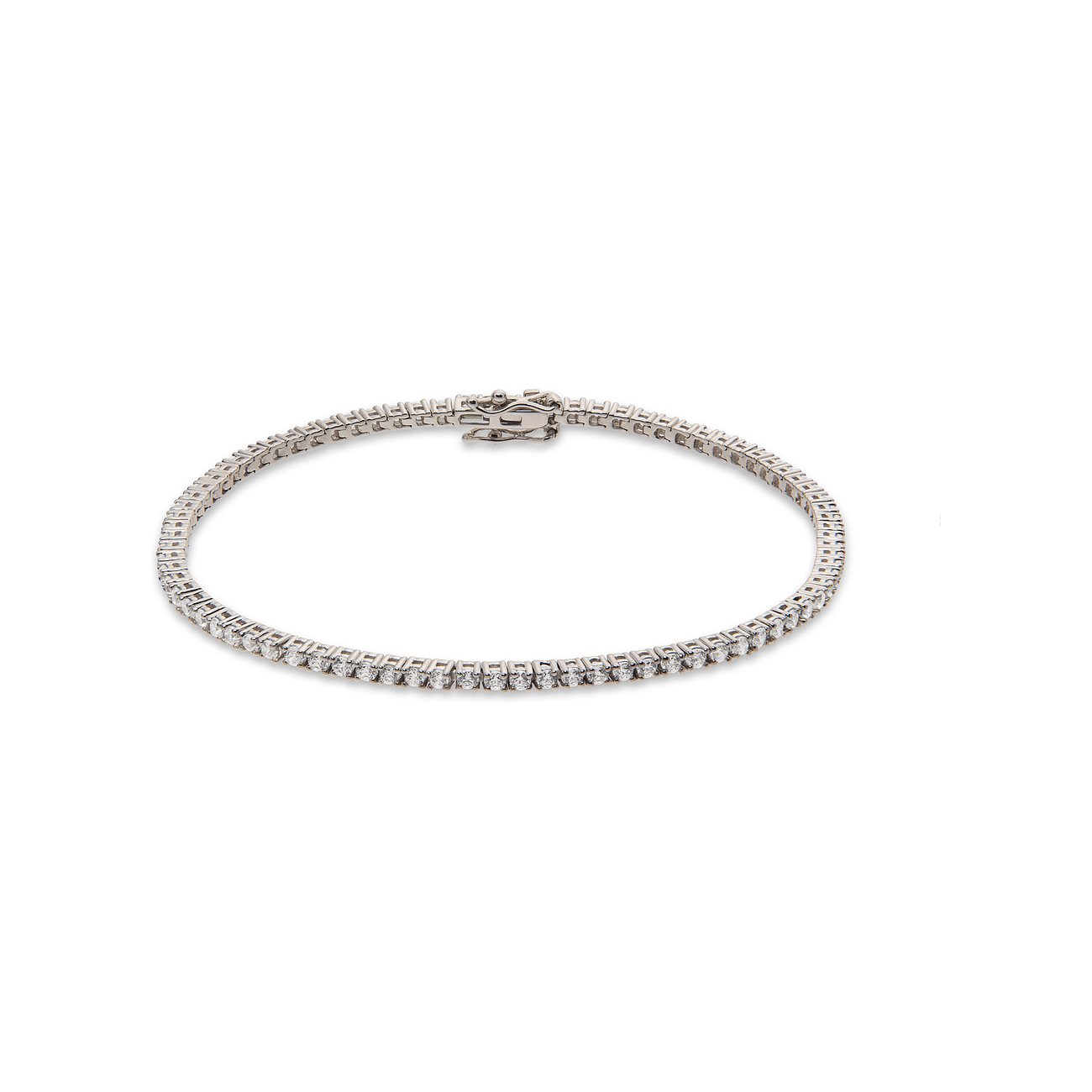 CHRIST Armband aus 585er Weißgold, vollständig besetzt mit funkelnden Diamanten, der Verschluss ist gut sichtbar.