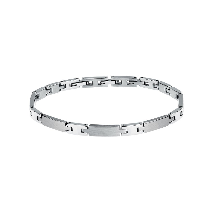 Morellato armbånd i rustfrit stål med skiftevis blanke og matbørstede led, set oppefra på hvid baggrund.