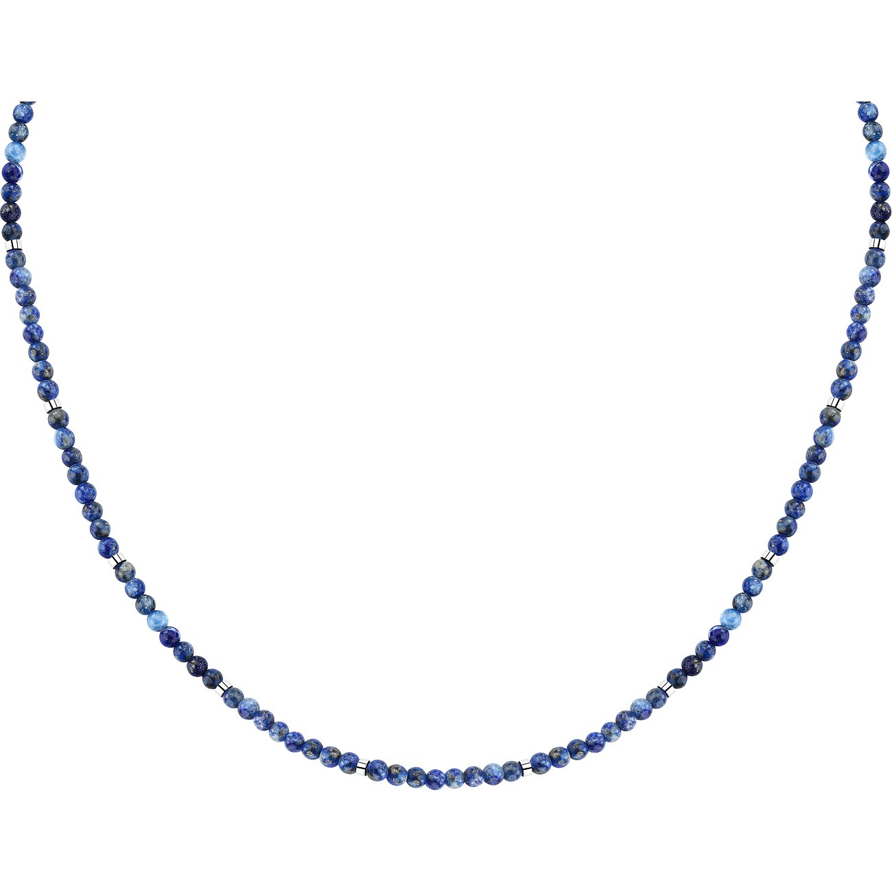 Morellato halskæde i rustfrit stål med runde Lapislazuli farveædelsten i intens blå.