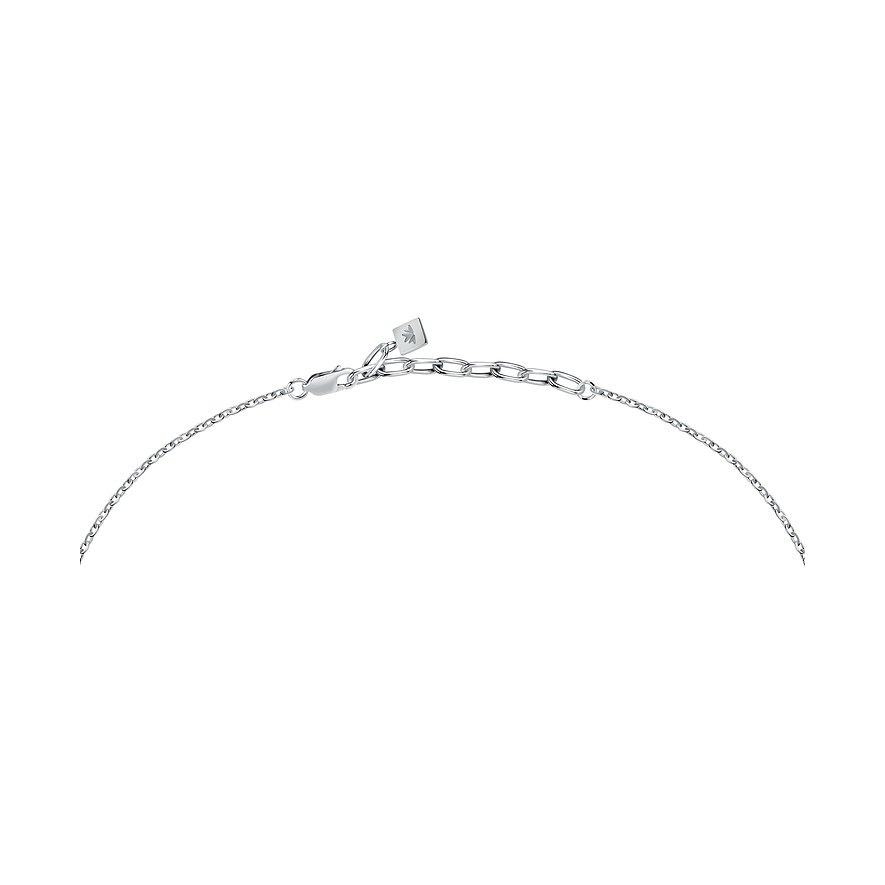 Fin Morellato-halskæde i rustfrit stål, bagfra med lås og forlængerkæde.