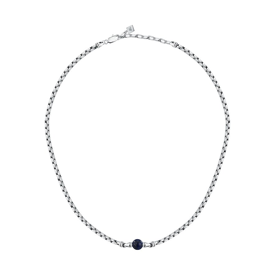 Morellato halsband i rostfritt stål med fin kedja och en lapis lazuli-kula i mitten.