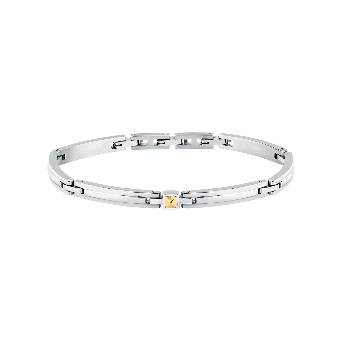 Morellato Armschmuck aus Edelstahl mit dezentem, gelbgoldfarbenem Akzent in der Mitte.