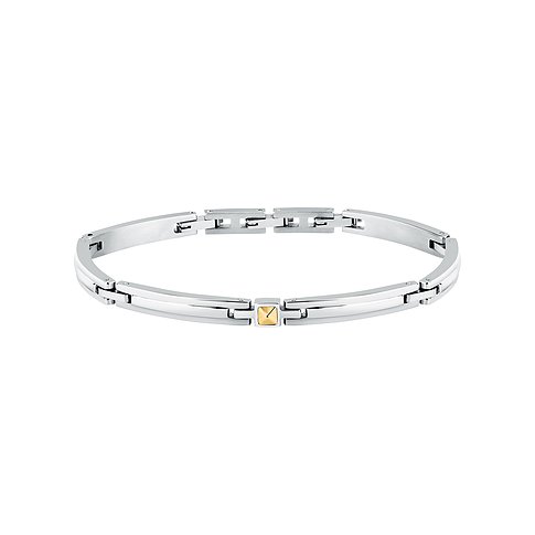 Morellato Armschmuck aus Edelstahl mit dezentem, gelbgoldfarbenem Akzent in der Mitte.