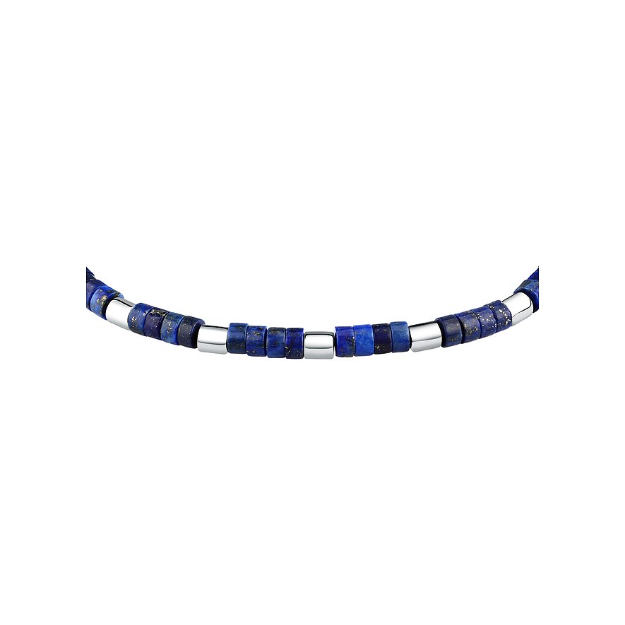 Morellato Armschmuck mit schimmernden Lapislazuli- und glänzenden Edelstahlperlen von vorne.