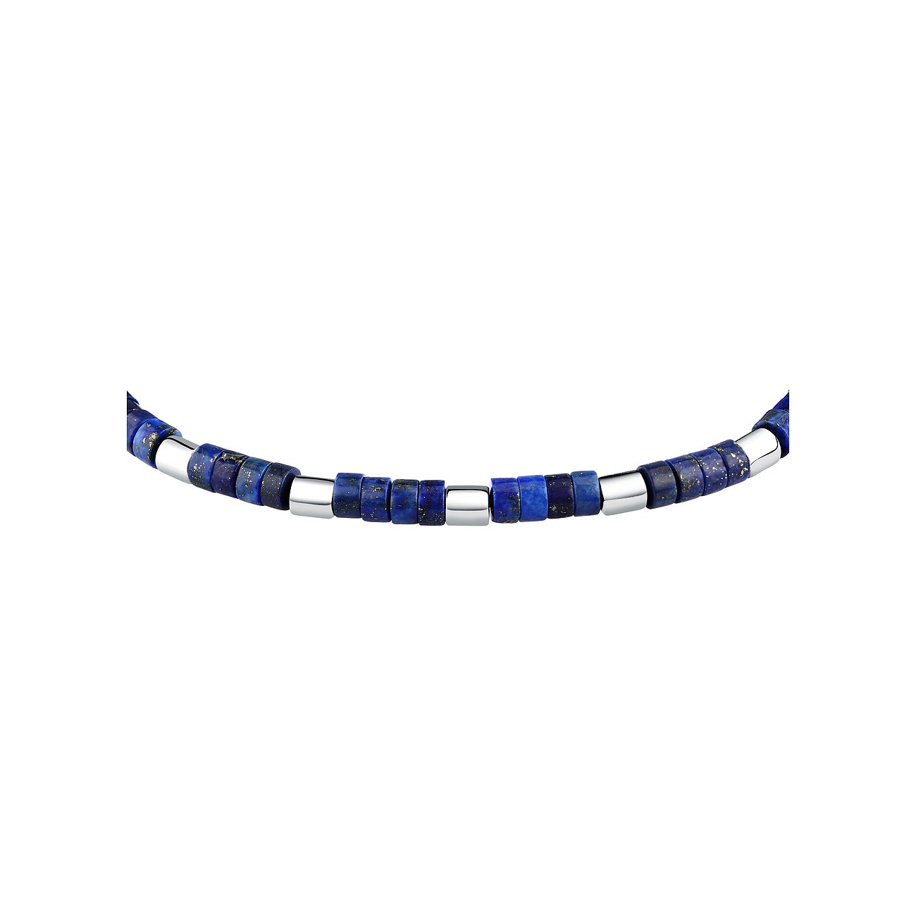Morellato Armschmuck mit schimmernden Lapislazuli- und glänzenden Edelstahlperlen von vorne.