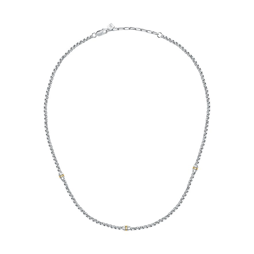 Collier Morellato en acier inoxydable, accents or jaune, en forme de ruban avec fermoir mousqueton.