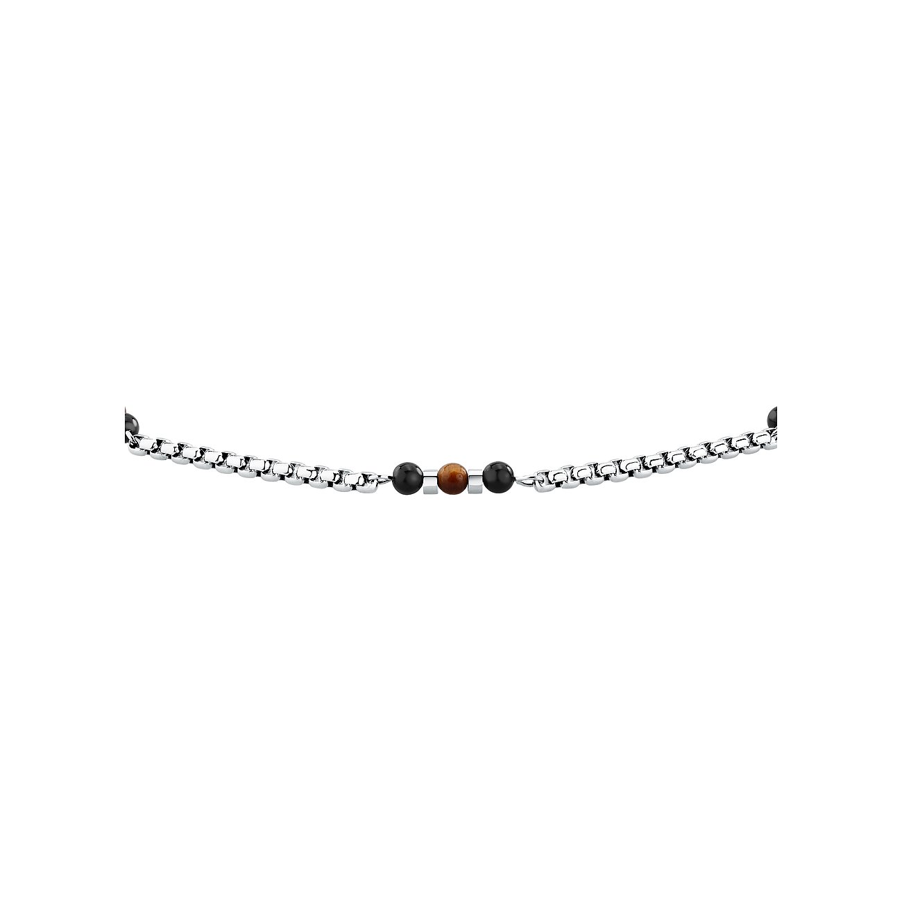 Morellato Armband aus goldfarbenem und schwarzem Onyx Farbstein und Edelstahl, mittig auf einer Kette.
