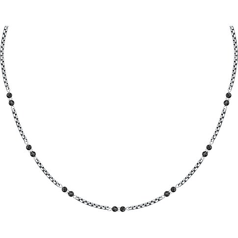 Morellato halsband i rostfritt stål med små, jämnt fördelade onyxfärgade ädelstenar.