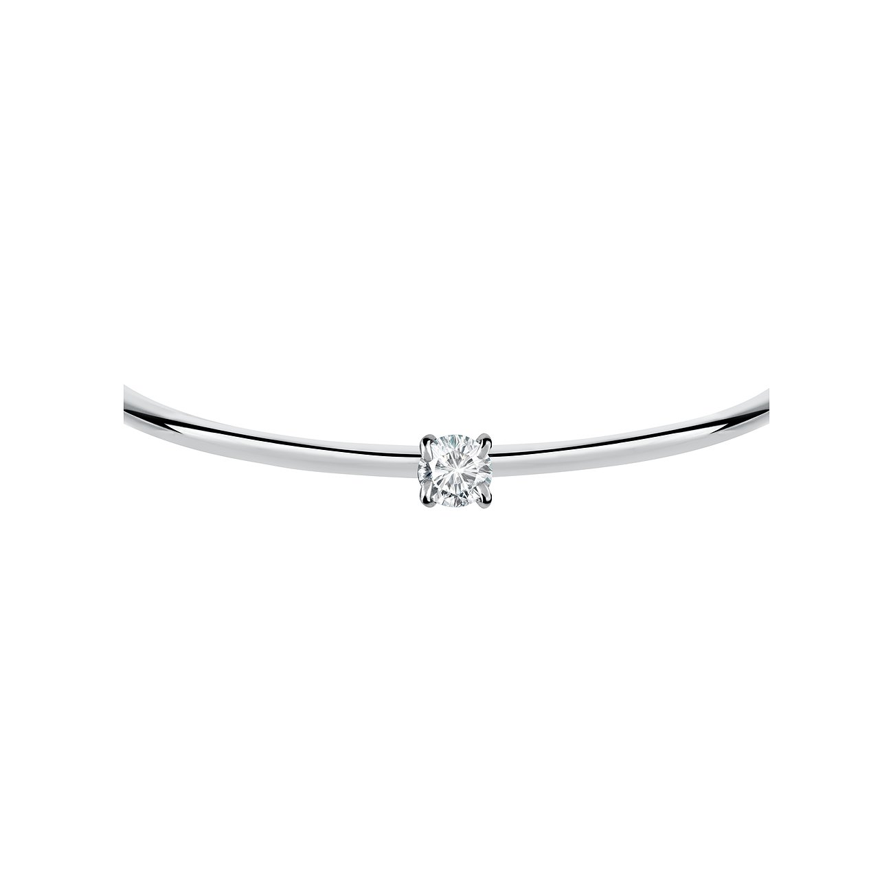 Close-up van een zilverkleurig roestvrijstalen Morellato armband. Een ronde kristal siert het midden.