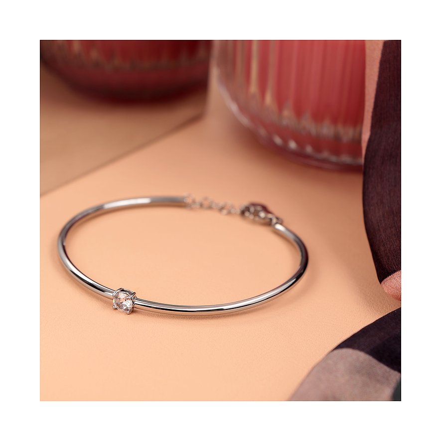 Morellato edelstalen armband met een sprankelende kristalkleurige steen in het midden.