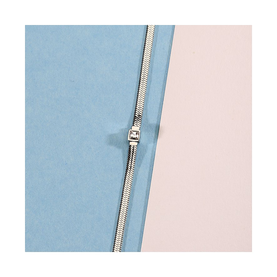 Bracciale Morellato in acciaio inossidabile con fascia a serpente e cristallo quadrato centrale.